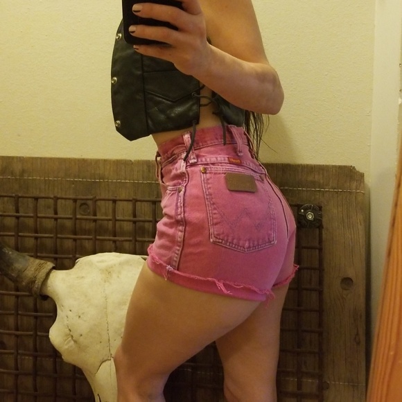 Wrangler Pants - RARE 80s VINTAGE WRANGLER HOT PINK CUT OFF SHORTS